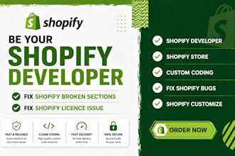 be your shopify developer fix shopify broken sections fix shopify licence issue