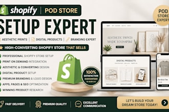 shopify pod store setup expert aesthetic print digital product branding expert
