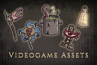 draw dark fantasy game assets and item icons