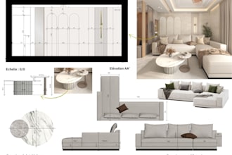 modern interior design with 2d layout and 3d visualization