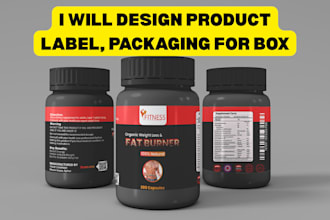 design attractive product label, packaging for box, bottle, pouch, supplement
