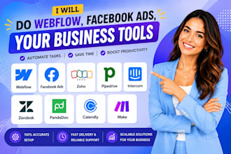do webflow facebook ads, zoho pipedrive intercom zendesk pandadoc calendly make