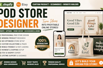 pod store designer custom product ecommerce website builder etsy shopify prints