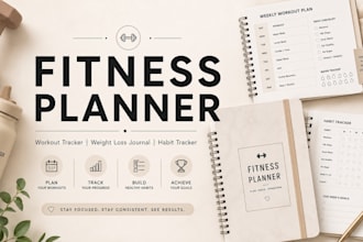 design a fitness planner, workout tracker and wealth loss journal