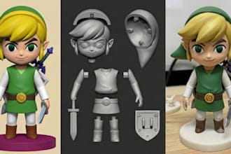 convert 2d image sketch photo to 3d art toy model figurine stl for 3d printing