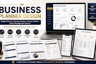 design business budget planner, savings, income and client management planner