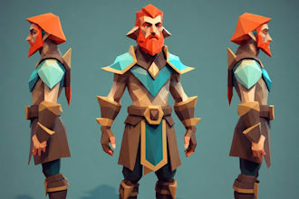 create low poly 3d models, characters, game assets and props