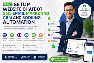 setup website chatbot sms email marketing crm and booking automation