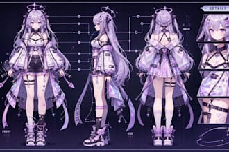 design vtuber reference sheet, anime oc character sheet, live2d reference