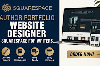 design squarespace author portfolio website for writers, self published authors
