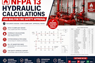 provide nfpa 13 hydraulic calculations and boq for fire safety approval