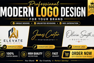 design a modern versatile, lettering, signature or cursive logo for your brand