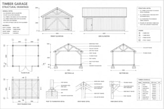 design timber or wood structure, framing and trusses plan