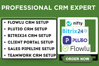 setup flowlu crm plutio bitrix24 client portal teamwork nifty sales pipeline