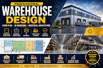 create warehouse design floor plan industrial architecture and 3d rendering