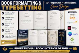 format, design, christian book, book typesetting, book upload, cover, lulu, kdp