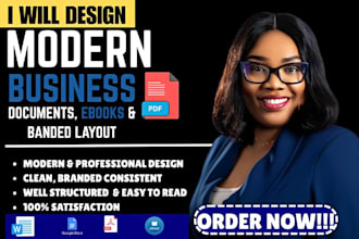 design modern business documents, ebooks and branded layouts