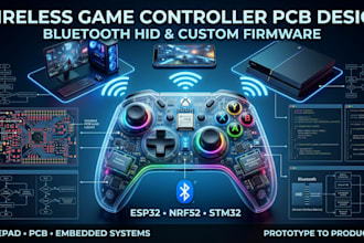 design wireless game controller pcb, bluetooth hid and custom firmware