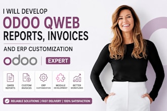 develop odoo qweb reports, invoices and erp customization