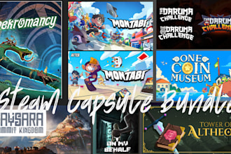 create steam capsule cover art steam capsule bundle, header banner 2d game art