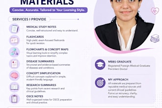 create medical study notes, flashcards and concept summaries