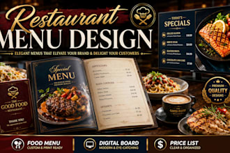 design restaurant food menu digital menu board price list