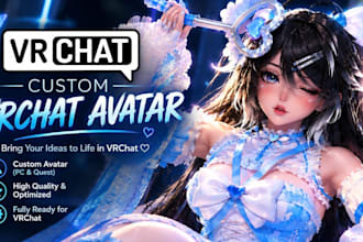 create a custom vrchat avatar, anime 3d model and vrc character