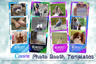 design custom photobooth overlay and photo booth strip templates in canva