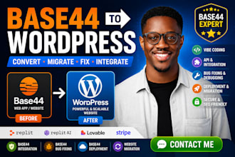 convert base44 website to wordpress or rebuild in wordpress base44 to wordpress