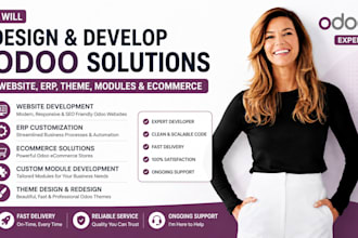 design and develop odoo website, odoo erp, or custom modules