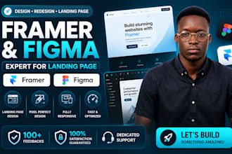 do framer website and figma expert, framer redesign, clone, design landing page