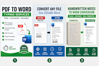 convert handwritten notes into word or PDF with accurate typing