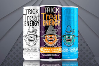 create energy drink, label artwork, and beer label design