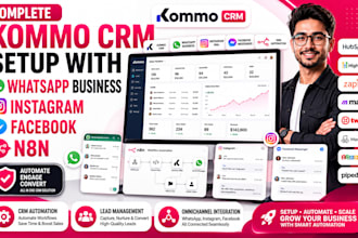 complete komo kommo CRM setup with whatsapp business instagram facebook n8n