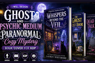 design ghost and psychic medium paranormal cozy mystery book cover for kdp