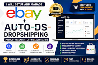 setup ebay autods dropshipping, product research and listings