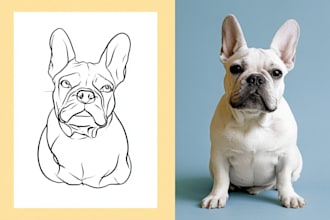 draw minimalist pet line art portrait