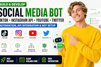 develop social media bot tiktok bot instagram api bot youtube bot twitter bot