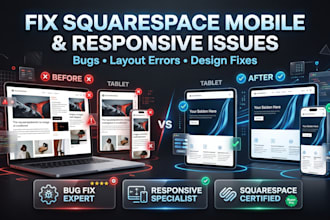 fix squarespace mobile responsive issues, bugs and website design errors