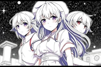 line art anime high quality and resolution , line art anime