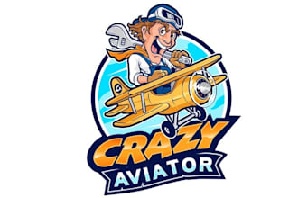 design cartoonist aviation mechanic logo for you
