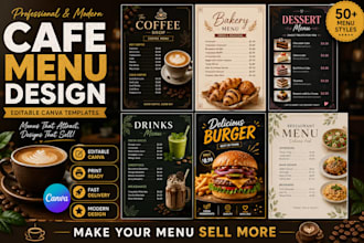 create cafe menu templates, canva design, food poster, editable