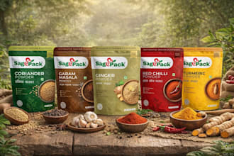 do premium organic spice packaging and label design