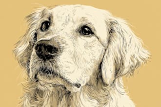 draw custom pet portrait in line art vector illustration