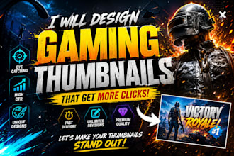 design gaming thumbnails and professional youtube thumbnails
