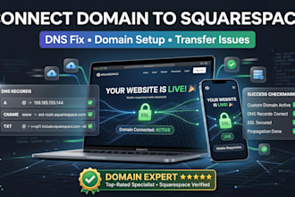 connect domain, fix dns issues and squarespace domain setup or transfer