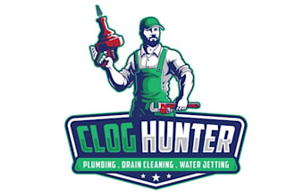 design cartoon clog hunter plumbing logo