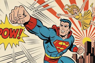 create cool retro comic art design illustration
