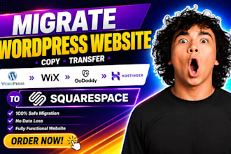 migrate wordpress website copy transfer wix godaddy hostinger to squarespace