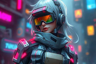 design cyberpunk character, original character design